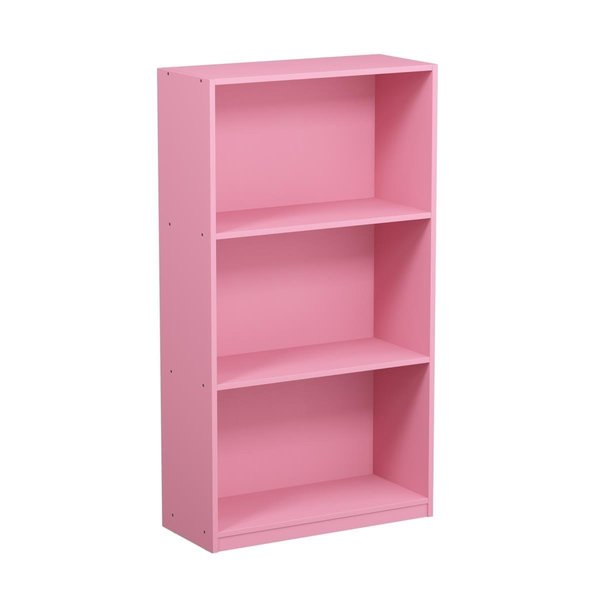Furinno Basic 3-Tier Bookcase Storage Shelves - Pink 99736PI